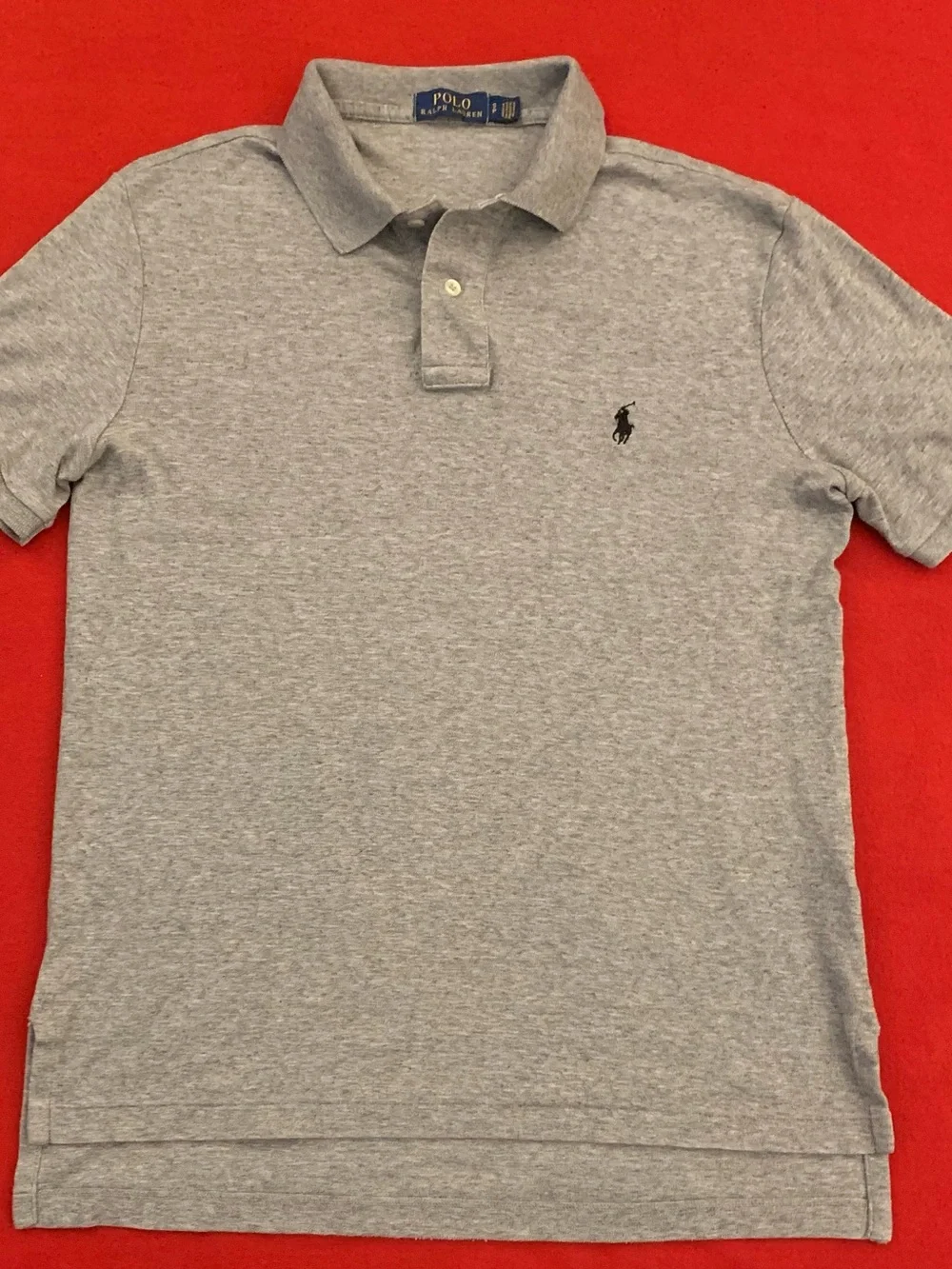 RL POLO SS All Cotton 2 Button Grey Polo